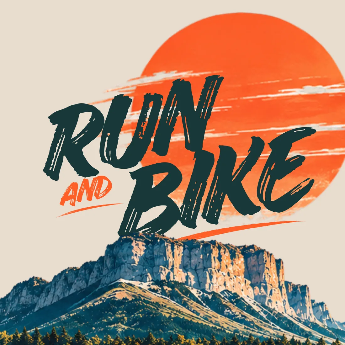 Logo Run and Bike devant le soleil et le Granier